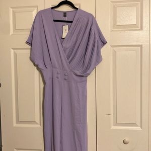 NWT Purple wide-legged jumpsuit with buttons